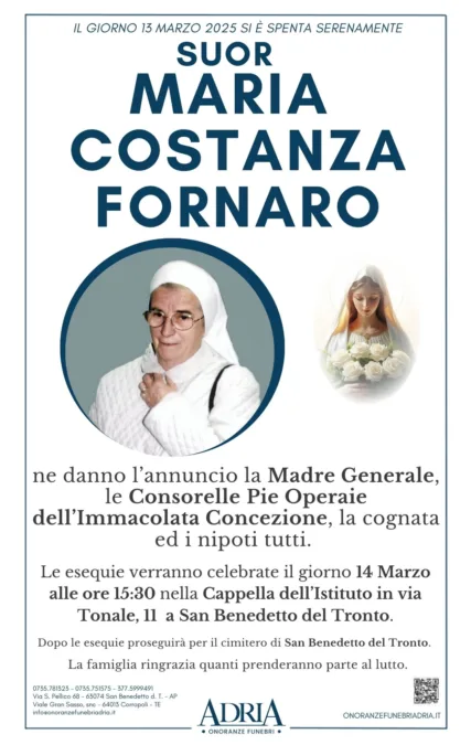 SUOR MARIA COSTANZA FORNARO